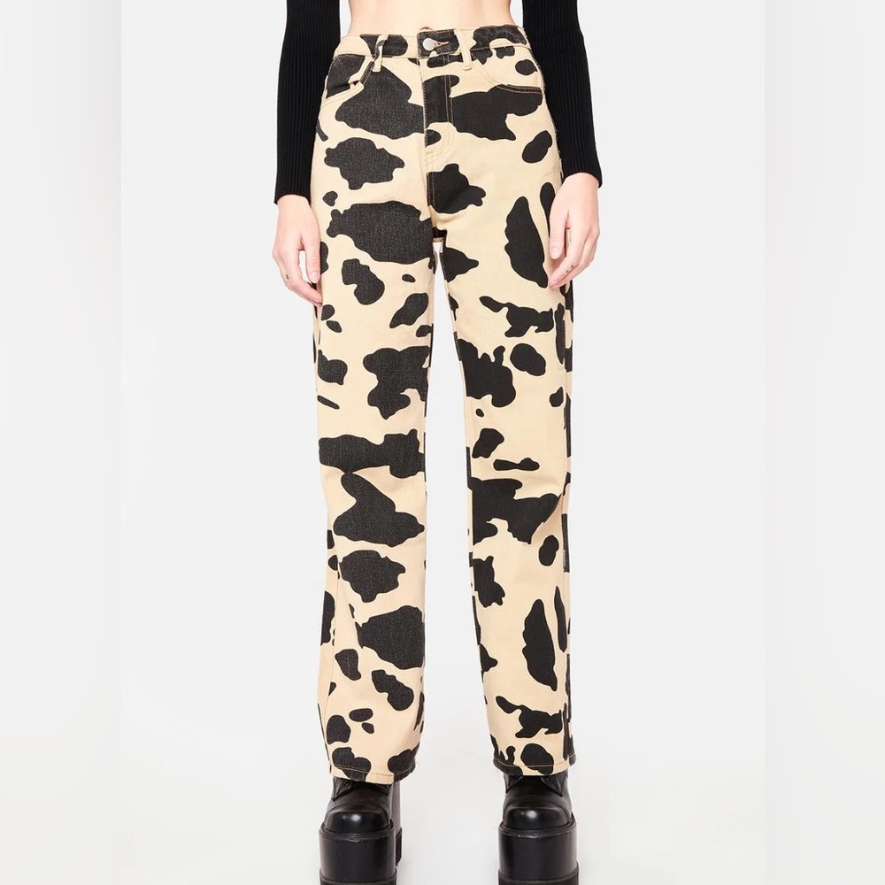 Dolls kill Bailey Rose tan cow print pants